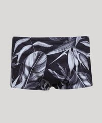 Sunga-Masculina-Tradicional-Estampada-de-Folhagem-Protecao-UV50--Preta-9946289-Preto_1