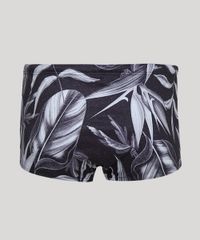 Sunga-Masculina-Tradicional-Estampada-de-Folhagem-Protecao-UV50--Preta-9946289-Preto_2