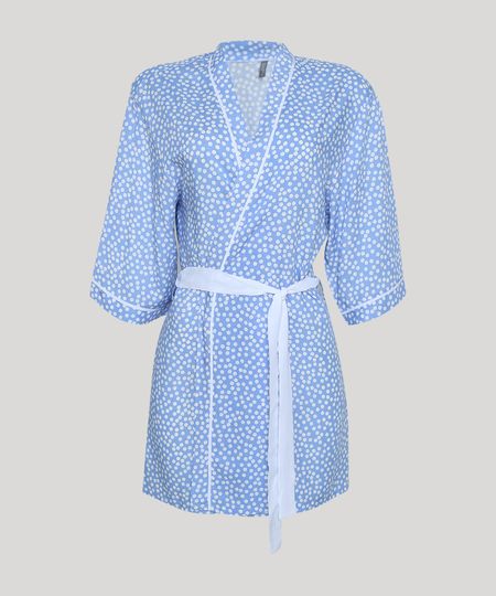 Robe-Feminino-Estampado-de-Poa-Manga-3-4-Azul-Claro-9954383-Azul_Claro_1