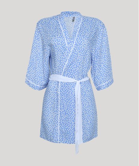 Robe-Feminino-Estampado-de-Poa-Manga-3-4-Azul-Claro-9954383-Azul_Claro_1