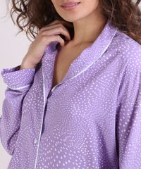 Camisa-de-Pijama-Feminina-Estampada-de-Poa-Manga-Longa-Lilas-9954382-Lilas_4