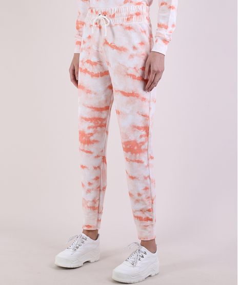 Calca-de-Moletom-Feminina-Jogger-Cintura-Alta-Estampada-Tie-Dye-Coral-9953297-Coral_1