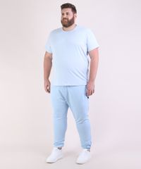 Camiseta-Masculina-Plus-Size-Manga-Curta-Gola-Careca-Azul-Claro-9953518-Azul_Claro_3