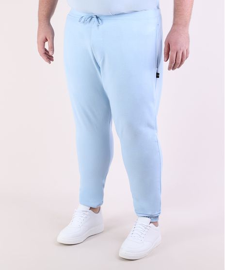 Calca-de-Moletom-Masculina-Plus-Size-Jogger-com-Bolsos-Azul-Claro-9951399-Azul_Claro_1