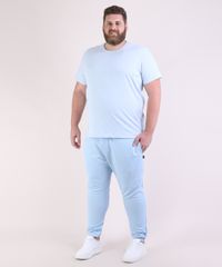 Calca-de-Moletom-Masculina-Plus-Size-Jogger-com-Bolsos-Azul-Claro-9951399-Azul_Claro_3