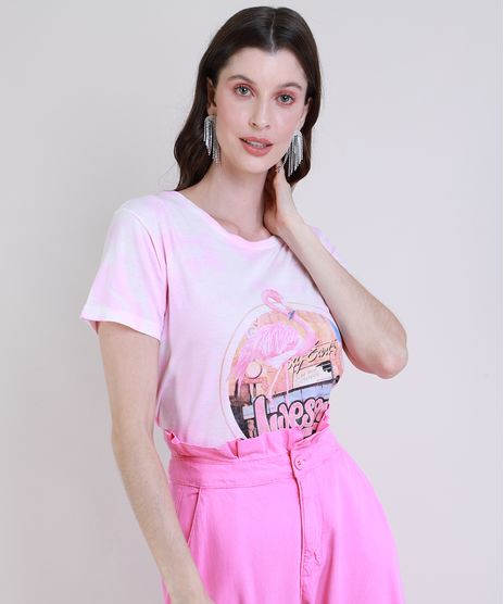 T-Shirt-Feminina-Mindset-Flamingo-Estampada-Tie-Dye-Manga-Curta-Decote-Redondo-Rosa-9843841-Rosa_1