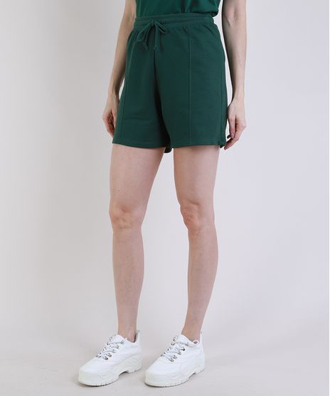 Short-de-Moletom-Feminino-Mindset-Cintura-Alta-com-Recortes-Verde-Escuro-9951172-Verde_Escuro_1