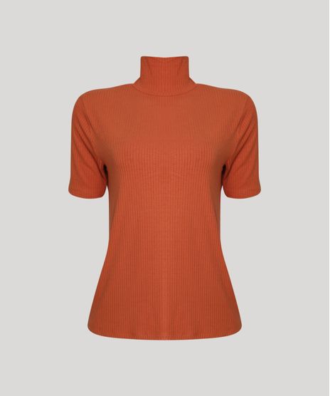 Blusa-Feminina-Canelada-Manga-Curta-Gola-Alta-Cobre-Blusa-Feminina-Canelada-Manga-Curta-Gola-Alta-Cobre_1