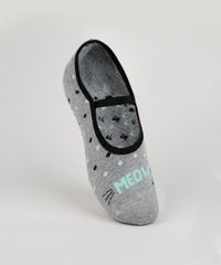 Meia-Feminina-Sapatilha-Estampada-de-Poa-Cinza-Mescla-9954853-Cinza_Mescla_1