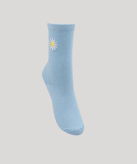 Meia-Feminina-Cano-Alto-com-Bordado-de-Girassol--Azul-Claro-9954795-Azul_Claro_1