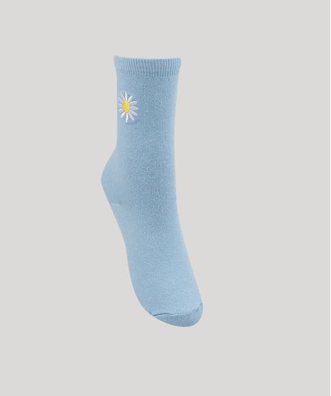 Meia-Feminina-Cano-Alto-com-Bordado-de-Girassol--Azul-Claro-9954795-Azul_Claro_1
