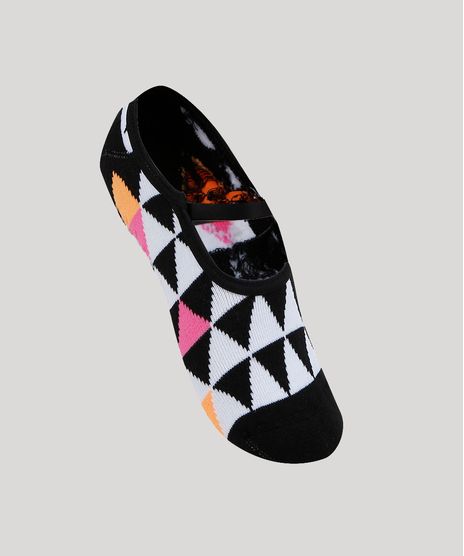 Meia-Feminina-Sapatilha-Estampada-Geometrico-Preta-9954855-Preto_1
