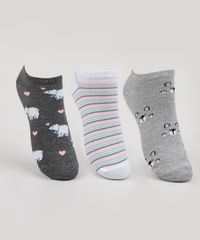 Kit-de-3-Meias-Femininas-Cano-Baixo-Estampada-de-Ursos-e-Listras-Multicor-9954849-Multicor_1