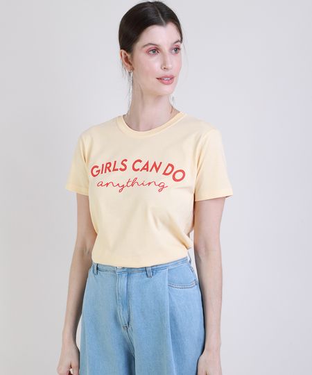 T-Shirt-Feminina-Mindset--Girls-Can-Do-Anything--Manga-Curta-Decote-Redondo-Amarela-Claro-T-Shirt-Feminina-Mindset--Girls-Can-Do-Anything--Manga-Curta-Decote-Redondo-Amarela-Claro_1