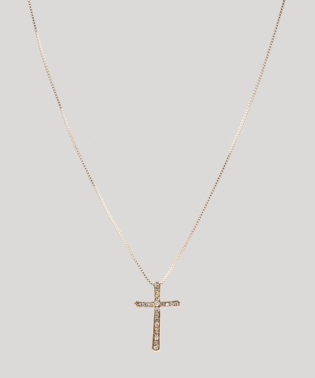Colar-Feminino-Folheados-com-Pingente-de-Cruz-com-Strass-Dourado-Colar-Feminino-Folheados-com-Pingente-de-Cruz-com-Strass-Dourado_1