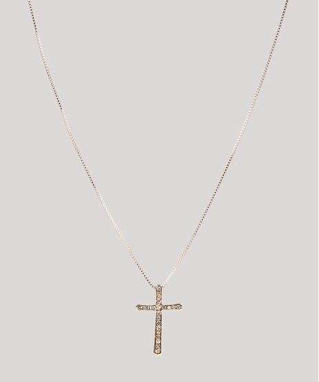 Colar-Feminino-Folheados-com-Pingente-de-Cruz-com-Strass-Dourado-Colar-Feminino-Folheados-com-Pingente-de-Cruz-com-Strass-Dourado_1