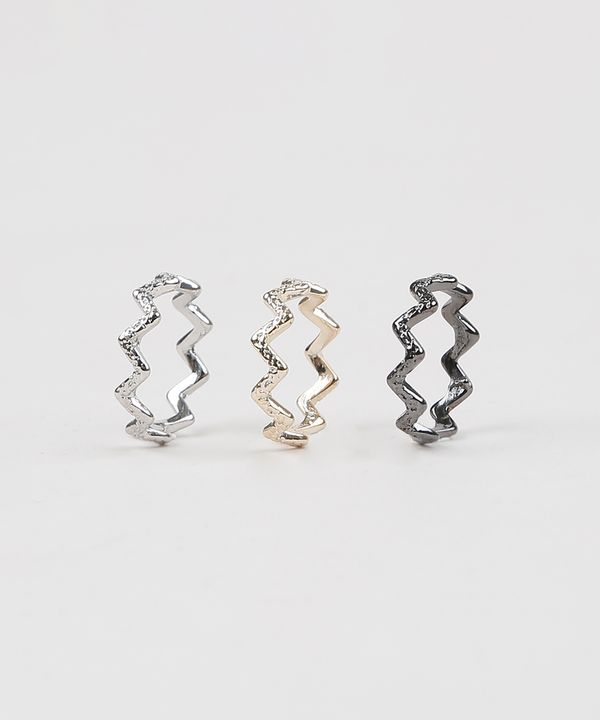 Kit de 3 Anéis Femininos Folheados Zigzag Multicor M