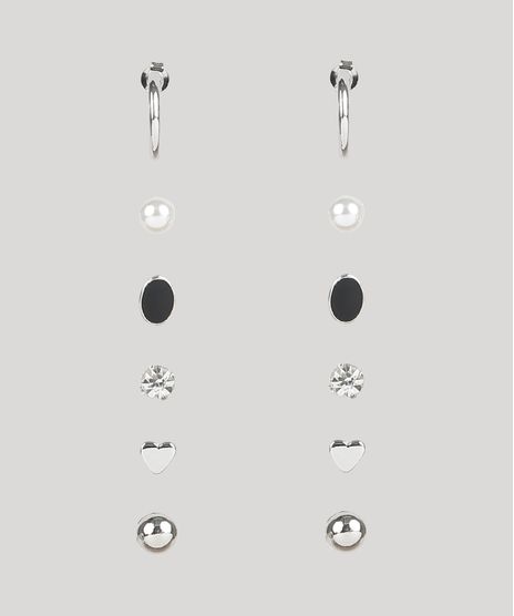 Kit-de-6-Brincos-Femininos-Prateado-9944814-Prateado_1