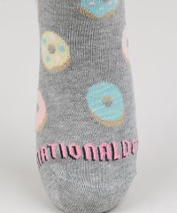 Meia-Feminina-Cano-Baixo-Estampada-de-Donuts-Cinza-Mescla-9954850-Cinza_Mescla_4