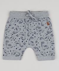Bermuda-de-Moletom-Infantil-Estampada-de-Dinossauro-Cinza-Mescla-Claro-9945024-Cinza_Mescla_Claro_1