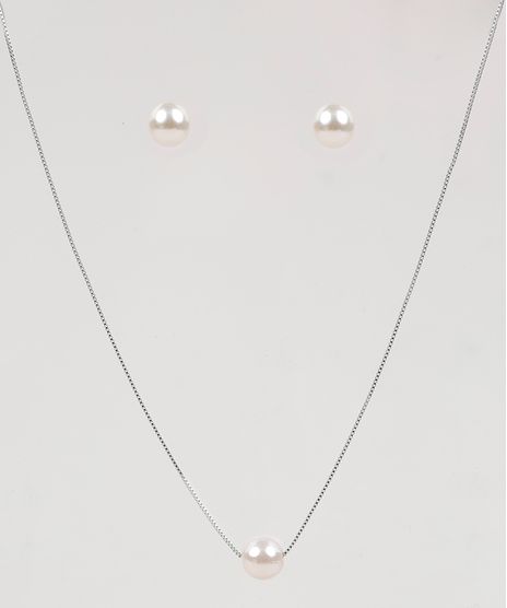 Kit-de-Brinco---Colar-Feminino-Folheados-com-Perola-Prateado-9943776-Prateado_1
