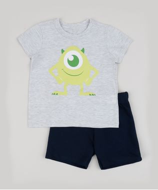 Conjunto-Infantil-Monstros-S-A--de-Camiseta-Cinza-Mescla---Bermuda-em-Moletom-Azul-Marinho-9942610-Azul_Marinho_1