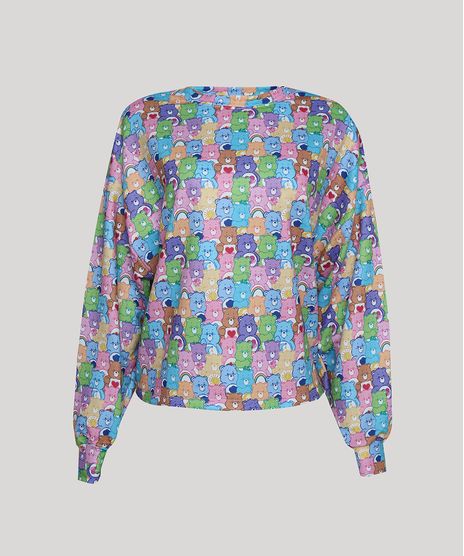 Blusao-de-Moletom-Feminino-Ursinhos-Carinhosos-Estampado-Manga-Bufante-Decote-Redondo-Multicor-9955595-Multicor_1