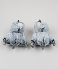 Pantufa-Feminina-Pata-de-Urso-com-Garras-em-Pelucia-Cinza-9860464-Cinza_1