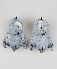 Pantufa-Feminina-Pata-de-Urso-com-Garras-em-Pelucia-Cinza-9860464-Cinza_5