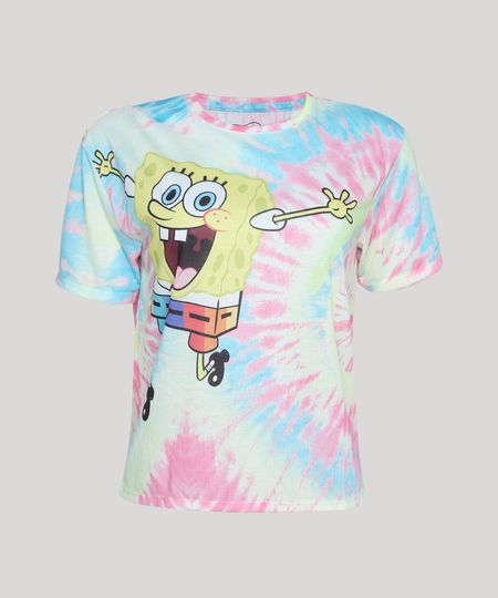 Blusa-Feminina-Tie-Dye-Bob-Esponja-Manga-Curta-Decote-Redondo-Multicor-9953446-Multicor_1