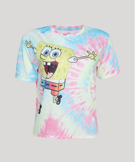 Blusa-Feminina-Tie-Dye-Bob-Esponja-Manga-Curta-Decote-Redondo-Multicor-9953446-Multicor_1