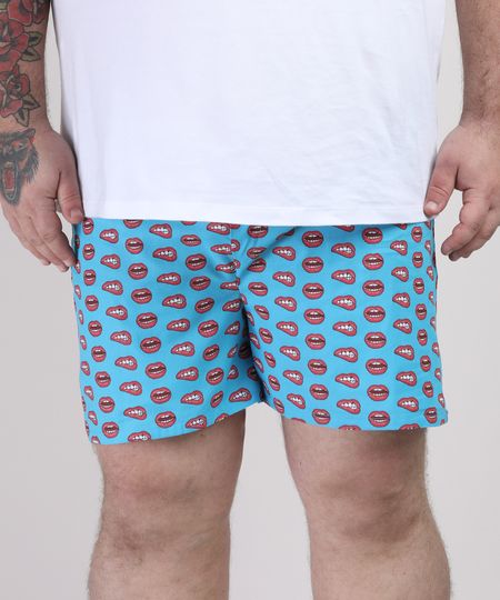 Samba-Cancao-Masculina-Plus-Size-Estampada-de-Bocas-Azul-Claro-9951244-Azul_Claro_1