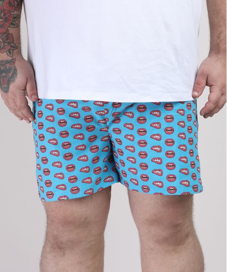 Samba-Cancao-Masculina-Plus-Size-Estampada-de-Bocas-Azul-Claro-9951244-Azul_Claro_1
