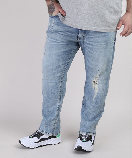 Calca-Jeans-Masculina-Plus-Size-Slim-Destroyed-Azul-Medio-9951377-Azul_Medio_1