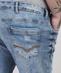 Calca-Jeans-Masculina-Plus-Size-Slim-Destroyed-Azul-Medio-9951377-Azul_Medio_4