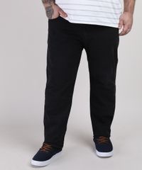 Calca-de-Sarja-Masculina-Plus-Size-Reta-com-Bolsos-Preta-9951381-Preto_1