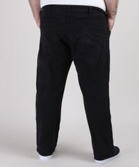 Calca-de-Sarja-Masculina-Plus-Size-Reta-com-Bolsos-Preta-9951381-Preto_2