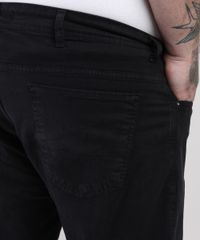 Calca-de-Sarja-Masculina-Plus-Size-Reta-com-Bolsos-Preta-9951381-Preto_4
