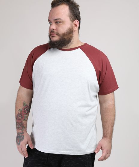 Camiseta-Masculina-Plus-Size-Basica-Raglan-Manga-Curta-Gola-Careca-Cinza-Mescla-Claro-9951398-Cinza_Mescla_Claro_1