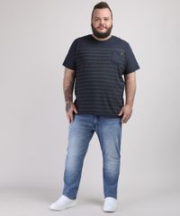 Camiseta-Masculina-Plus-Size-Estampada-Listrada-com-Bolso-Manga-Curta-Gola-Careca-Azul-Marinho-9952472-Azul_Marinho_3