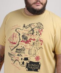 Camiseta-Masculina-Plus-Size-Mapa-Escandinavia-Manga-Curta-Gola-Careca-Mostarda-9953400-Mostarda_4