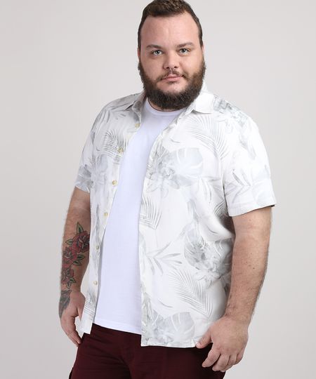 Camisa-Masculina-Plus-Size-Estampada-de-Folhas-Manga-Curta-Branca-9951370-Branco_1 Camisa-Masculina-Plus-Size-Estampada-de-Folhas-Manga-Curta-Branca-9951370-Branco_1