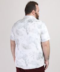 Camisa-Masculina-Plus-Size-Estampada-de-Folhas-Manga-Curta-Branca-9951370-Branco_2