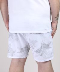 Short-Masculino-Plus-Size-Estampado-de-Folhagem-com-Cordao-e-Bolsos-Branco-9952730-Branco_2