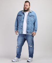 Jaqueta-Jeans-Masculina-Plus-Size-com-Bolso-e-Recorte-Gola-com-Pelo-Azul-Medio-9951373-Azul_Medio_3