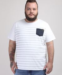 Camiseta-Masculina-Plus-Size-Estampada-Listrada-com-Bolso-Manga-Curta-Gola-Careca-Off-White-9952471-Off_White_1