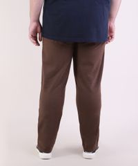Calca-de-Sarja-Masculina-Plus-Size-Reta-Marrom-9951381-Marrom_2