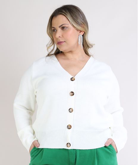 Cardigan-Feminino-Plus-Size-em-Trico-com-Botoes-Decote-V-Off-White-9956405-Off_White_1