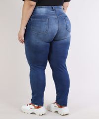 Calca-Jeans-Feminina-Sawary-Plus-Size-Super-Skinny-Cintura-Alta-Compressora--Azul-Escruro-9945294-Azul_Escruro_2