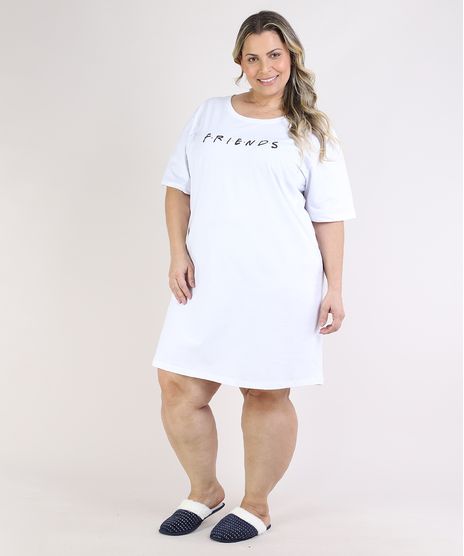 Camisola-Feminina-Plus-Size-Friends-Manga-Curta-Branca-9953333-Branco_1